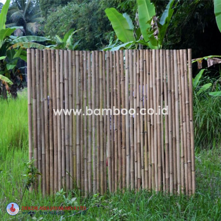 Natural full round rool bamboo fence with stainless steel